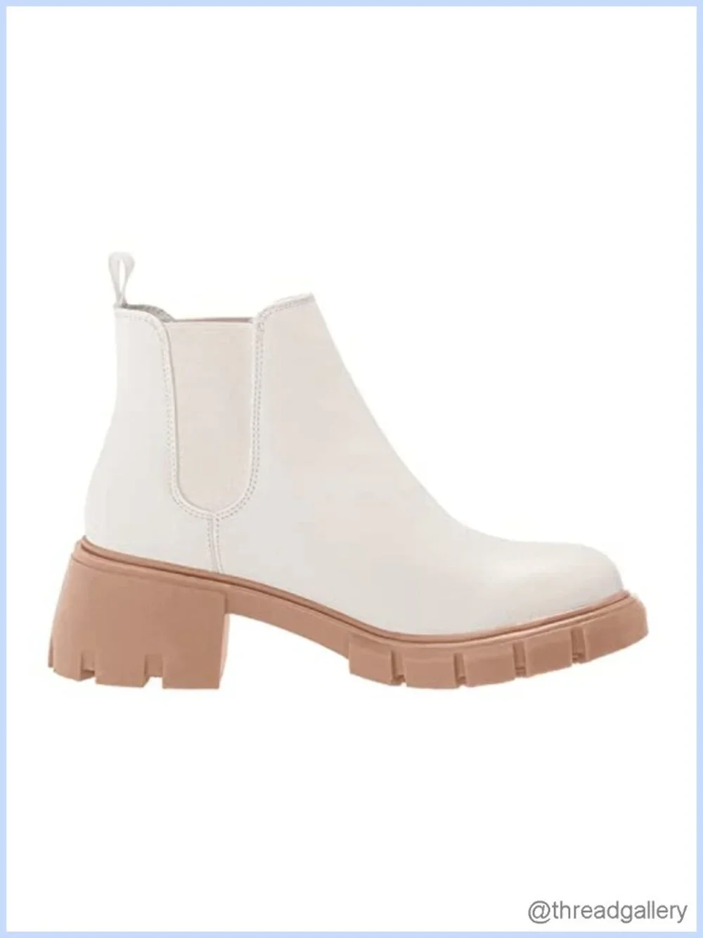 Lug Sole Platform Ankle Booties Chelsea Slip On Chunky Block Heel Leather